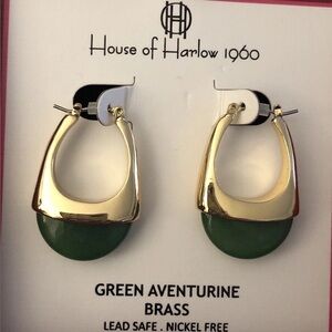 House of Harlow Gold and Green Statement Earrings